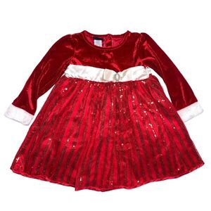 Christmas Holiday Red Velvet Party Fit Flare Dress 3T Faux Fur Trimmed Santa